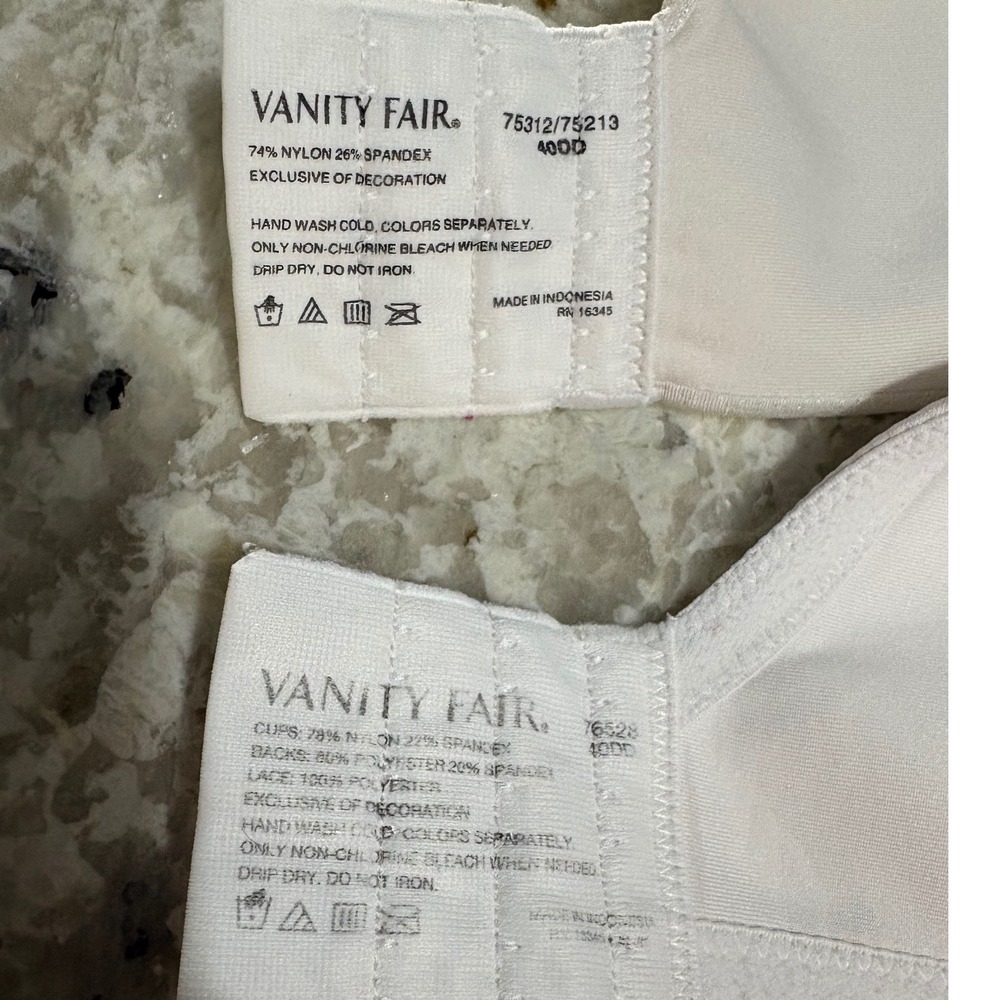 Vanity Fair Bras Lot Women 40DD Red White Underwire Full Coverage 3pk - Picture 5 of 5